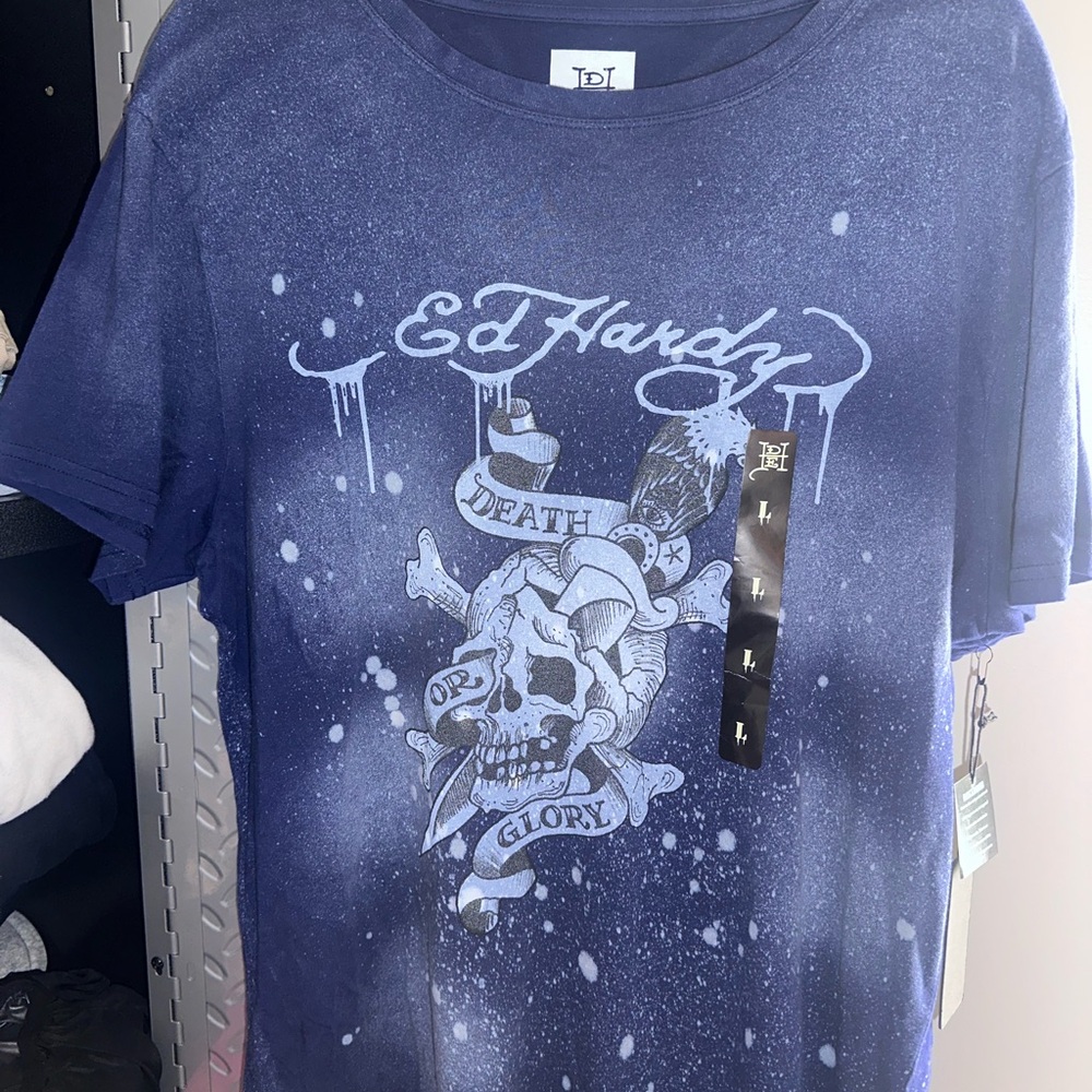 Ed Hardy Blue Bleach T-Shirt